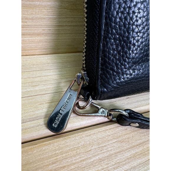 Michael Kors Wallet Black Leather Zip Around Wristlet Large High Capacity MK - Picture 6 of 10